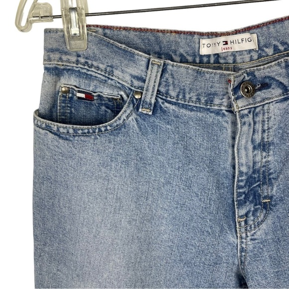 TOMMY HILFIGER Y2K VINTAGE LIGHT WASH FADED COTTON DENIM BLUE BOOTCUT JEANS - Picture 8 of 15